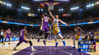 NBA季后赛湖人队对阵勇士队比赛直播画面